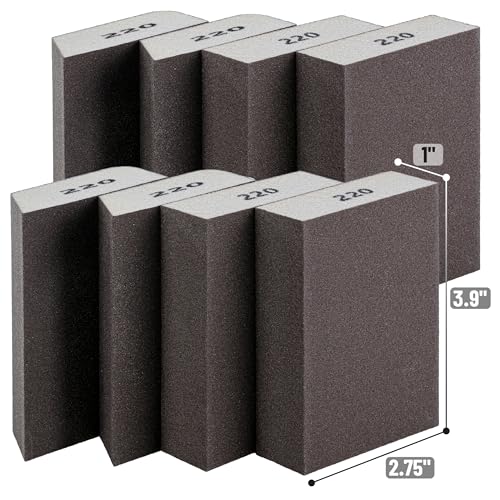 Bates- Sanding Sponge, 8 pcs, 220 Grit, Washable and Reusable, Sandpaper Block, Sanding Blocks for Wood, Sanding Pad, Drywall Sanding Block, Drywall Sanding Sponge - size: 8 Pack, 220 Grit