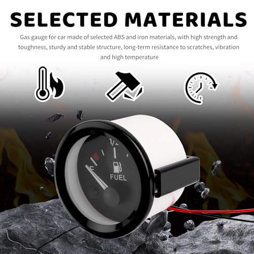 2 Inch 52mm Fuel Gauge for Car with E-1/2-F Pointer Dash,12V Gas Gauge Kit Includes Bracket,Nuts,240-33ohm Universal Fuel Level Gauges Meter Kit for Cars,SUVs,Motorcycle,Boats
