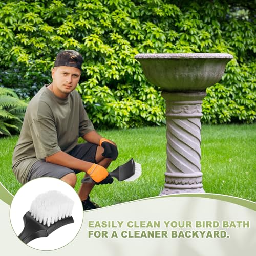 M METERXITY 2-Pack Bird Bath Cleaning Brush, 8.3 Inch Plastic Bird Bath Cleaner with Ergonomic Handle for Feeder/Fountain/Outdoor Cleaning, Utility Hard Stiff Bristle Scrub [White, Blue] - color: White, Blue