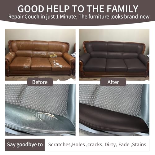 BSZHTECH Leather Repair Tape Self-Adhesive Leather Repair Patch for Couch Furniture Sofas Car Seats Advanced PU Vinyl Leather Repair Kit (Dark Brown, 3.9X79 inch) (Pack of 2) - color: Dark Brown, size: 3.9X79IN (Pack of 2)