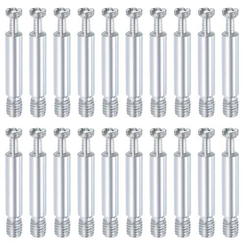 uxcell 45Pcs 40mm Furniture Connecting Fittings, Thread Bolts Dowels Screws, Metal Dowel Fitting Fasteners for Cabinet Drawer and Wardrobe Furniture, Silver - size: 40mm