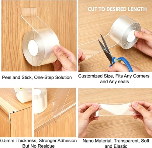 Transparent Window Weather Sealing Tape 2 Inch x 33 FT Weather Stripping Residue-Free Clear Window Insulation Caulk for Shower Glass Gaps and Clear Tape Doors Windows Windproof - size: 2 IN - 33 Ft Clear - 0.2 Mils