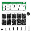 450Pcs Black M3 Phillips Flat Head Machine Screws and Nuts Kit | 4.8 Grade Carbon Steel Metric Bolts,(M3 x 4/6/8/10/12/16/20mm), for Electronics, Furniture, DIY, Clear Label Storage Box - size: 450Pcs M3*4/6/8/10/12/16/20mm-Flat