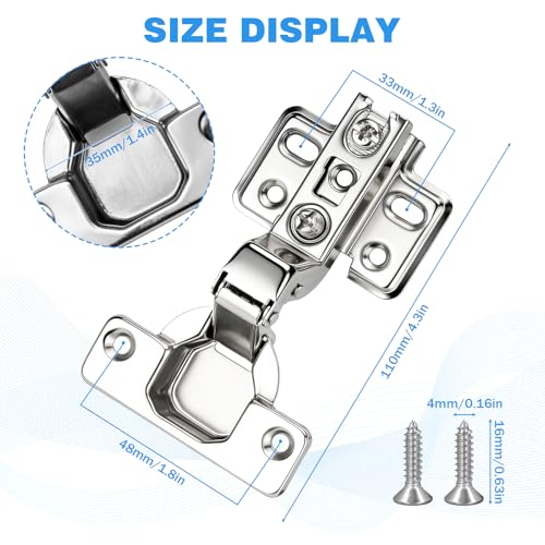4 Pack Soft Close Cabinet Hinges 35mm, Inset Hinge for Kitchen - size: 35 mm