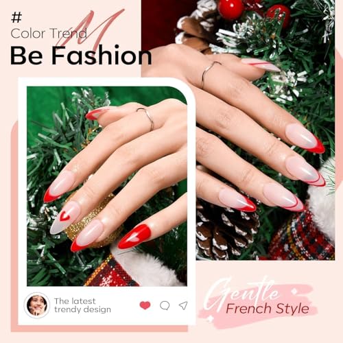 modelones French Tip Gel Nail Polish, 2Pcs 15ML Red Jelly Nude - color: A1-Rosy Affair