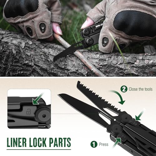 MOSSY OAK 27-in-1 CNC-Machined Multitool Pliers, Self-Locking - color: Black