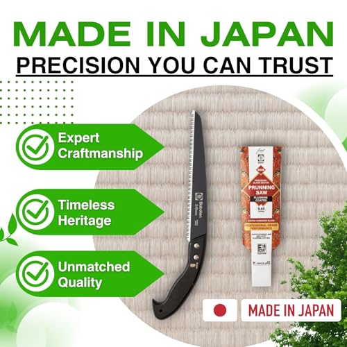 Saboten Japanese Pruning Saw with Wood Sheath, Fluorine-Coated High-Carbon Steel Blade, Precision Pull Cut Hand Saw for Tree Branches – forest Originals, Made in Japan - size: 240mm (9.4 inch)