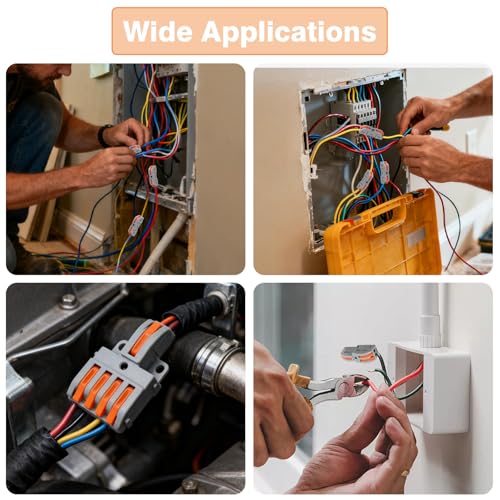 Linkstyle 40Pcs Lever Wire Connectors, Compact Splicing Kit Mini Quick Electrical Push in Connectors for Circuit Inline 24-12 AWG, DIY Wiring Assortment 1 in 1/2/3/4/5 Out