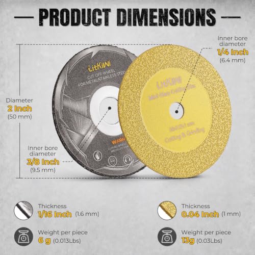 2Pcs Diamond Cutting&10Pcs 2inch Die Grinder Cut Off Wheel,3/8" Arbor Hole - size: 10Pcs 2 inch Die Grinder Cutter&2 Diamond Cutting