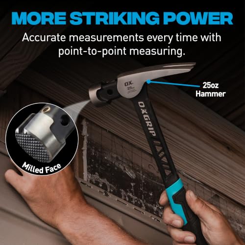 OX Ultrastrike 25 oz Framing Hammer, Milled Face, Martillos De Construccion - size: 25-oz, Milled Face
