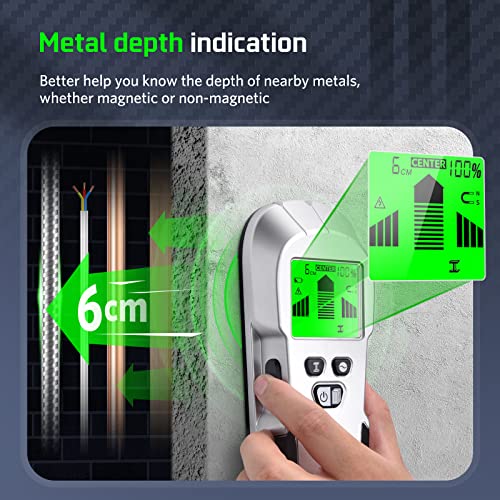 Stud Finder - 6 in 1 Electronic Wood Detector with Upgraded HD LCD Display for Detecting Edges and Centers of Metal, AC Wire, Wood, and Studs