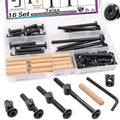 Taiss 16 Set Crib Screws M6x20mm/ 40mm/ 60mm/ 80mm Baby Bed Crib Bolts Hardware Replacement Kit,Hex Socket Cap Screws Bolt,Barrel Nuts&Dowel Pins for Beds Furniture - color: 16 Set Black