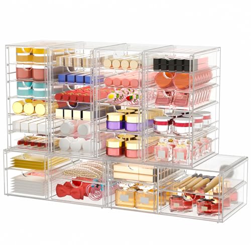 caktraie 6-Pack 30-Drawer Acrylic Storage & Makeup Organizer for Desk - size: 30 Drawers