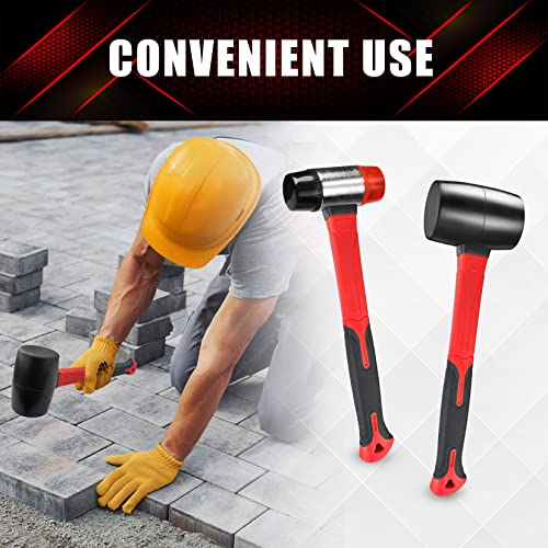 YIYITOOLS 2Pcs Hammer Set, 16oz Rubber Mallet & 40mm Double-Faced Soft Mallet Fit for Construction and Home Renovation, Black - size: 2PCs, style: Rubber Mallet / Double-Faced Soft Mallet