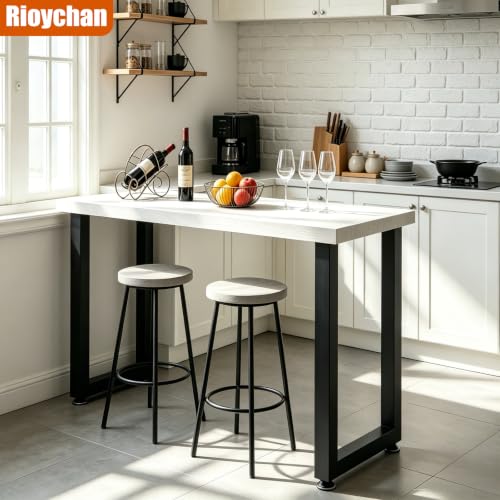 36 Inch Metal Bar Table Legs, Heavy Duty Desk Dinning Table Legs with Adjustment Feet Pads DIY Counter Height Feets, Set of 2,Black (H36'' x W17.7'') - size: H36" × W17.7" Square