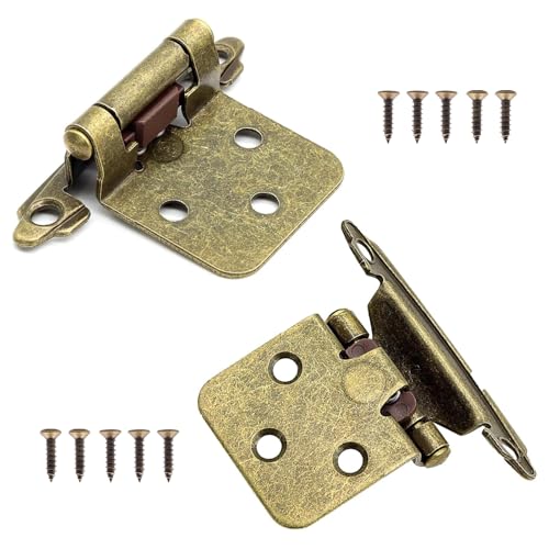30 Pack (15 Pairs) 1/2" Overlay Cabinet Hinges Antique Brass - color: Antique Brass, size: 30 Pack (15 Pairs)