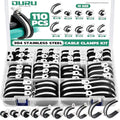 OURU 110PCS Cable Clamps Assortment Kit,Rubber Coated, 1/4"-1-3/4" 10 Sizes - size: 110PCS KIT