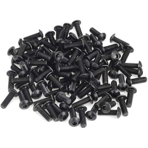 105 Pieces M4 x 12mm Button Head Socket Cap Screws, Thread Pitch 0.7mm, Sutemribor M4 Black Screws, 10.9 Grade Alloy Steel, Black Oxide Finish, Fully Threaded - size: M4 x 12mm, style: Button Head