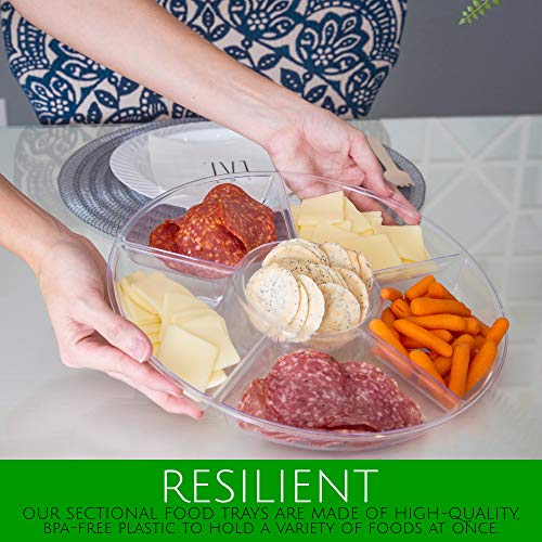 Plasticpro 6 Sectional Round Plastic Serving Tray/Platters Clear Pack of 2 - color: Clear