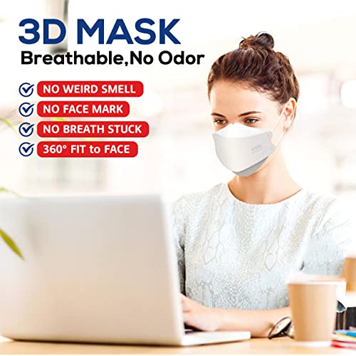 LEVENIS KN95 Face Masks 100 Pack, Breathable Comfortable and Disposable KN95 Mask, White - color: 100pcs Adult-white