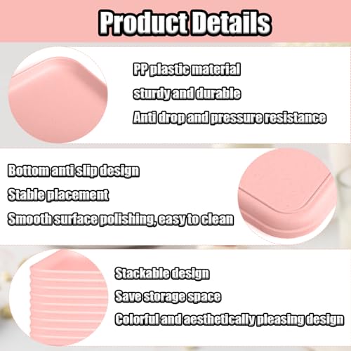 Plastic Serving Trays, 12 Pack Cafeteria Trays Plastic Fast Food Tray for DIY Projects, Painting, Beads, Organizing Supply, 9.4 X 6.7 X 0.6 Inches (Light Pink) - color: Light Pink