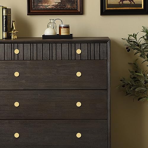 RZDEAL 4pcs Solid Brass Cabinet Knobs Pulls Cabinet Drawer Dresser Gold Knobs Modern Handles (1-1/8"x1-1/8/28mmx28mm),Brushed Brass Finish - color: Gold, size: 1-1/8 Inch