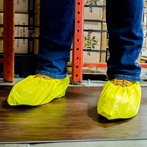 ShuBee Waterproof Shoe & Boot Covers Slip-Resistant Disposable for Plumbing Construction Floor Protection - 40 Pair - color: Yellow