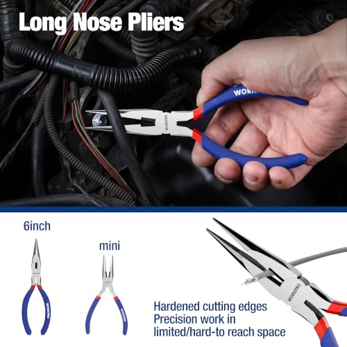 WORKPRO 7-Piece Pliers Set, Pliers Tool Set with Comfort Grip, Blue - color: Blue