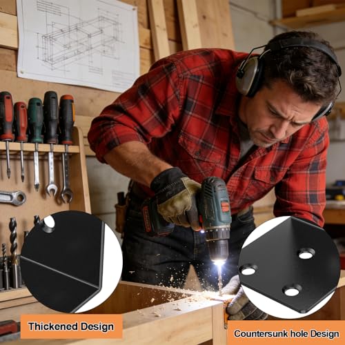 20 Pcs Black Angle Brackets 2"x2"x2" Stainless Steel L Bracket with 120pcs Screws, Heavy Duty Metal Corner Brace 90 Degree Right Angle Corner Bracket for Wood Furniture Frame Bookshelf - size: 2Inch Black Right Angle