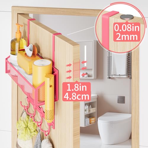 Kaiferty Over The Door Hooks Organizer, Coat Rack Over The Door Storage Hanger Towel Rack, Back of Door Storage Organizer for Bathroom,Bedroom,Kitchen,Office (Pink, 2-Tier) - color: Pink, size: 2-Tier