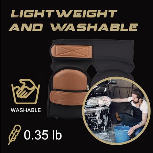 Super Soft Knee Pads for Work, Two Strap Non-Slip Design, Upgraded Replaceable Inner Cushion Leather Knee Pads for Construction, Gardening, Cleaning, Flooring and Garage, Shorts Available - size: Two straps