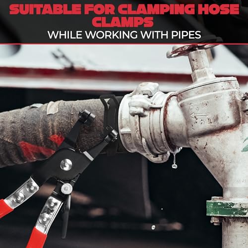 Radiator Hose Clamp Pliers Automotive - Hose Pliers Automotive Clip Removal Tool with Locking Mechanism - Carbon Steel Spring Clamp Tool for Car Repair, Plumbing and Removal of Clamps - color: Black & Red Hose Clamp Pliers