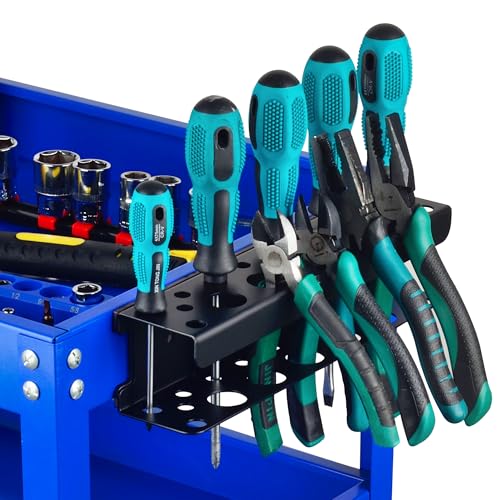 ULIBERMAGNET Magnetic Screwdriver Holder Rack,Heavy Duty Magnetic Pliers Holder,Tools Organizer Rack for Screwdriver, Plier, Shears,Magnetic Mount Tools Rack for Garage,Tool Cart,Pegboards,Workbench - style: Black Magnetic Screwdriver Rack