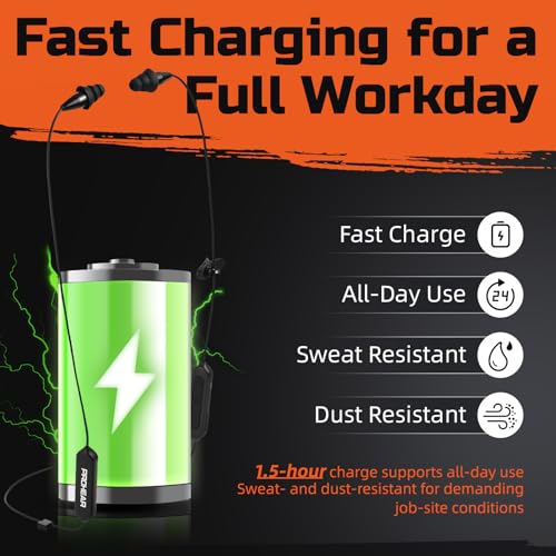 PROHEAR Bluetooth Earplug Headphones, Bluetooth 6.0 Hearing Protection Earbuds with Fast Pairing & Stable Connection, 28dB NRR Safety Ear Plugs, 11H Battery, ANSI Tested, OSHA Compliant for Work