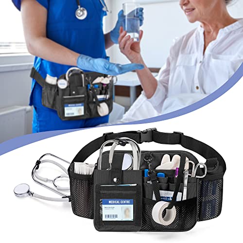 Damero Nurse Fanny Pack with Multi-Compartment and Tape Holder, Black - color: Black