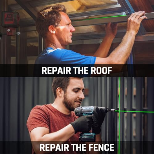Self-Leveling Laser Level, 100Ft Green Cross Line Rotary Laser Tool - 4 Brightness Modes, Manual & Pulse Mode for Indoor/Outdoor Use, IP54 Waterproof with Carrying Bag - size: M