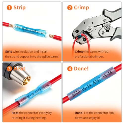 100PCS Heat Shrink Wire Butt Connectors Kit 22-10 Gauge Wire - color: 100pcs(22-10)