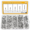 165 Pieces #7 x 1/2" 5/8" 3/4" 1" 1-1/4" Wood Screws Set, Phillips Countersunk Head #7 Self-Tapping Screws Assortment Kit, 304 Stainless Steel - size: #7, style: Phillips Countersunk Head