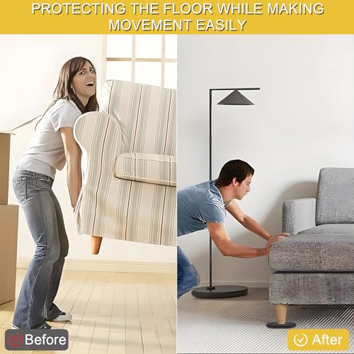 8PCS Furniture Sliders, 3-1/2" x 6" Furniture Movers Sliders on Carpet | Anti-Scratch & Labor-Saving, Reusable, Fits Round & Square Furniture Legs, Heavy Moving Pads for Sofa, Bed, Table & Desk - color: Black (for Carpet)