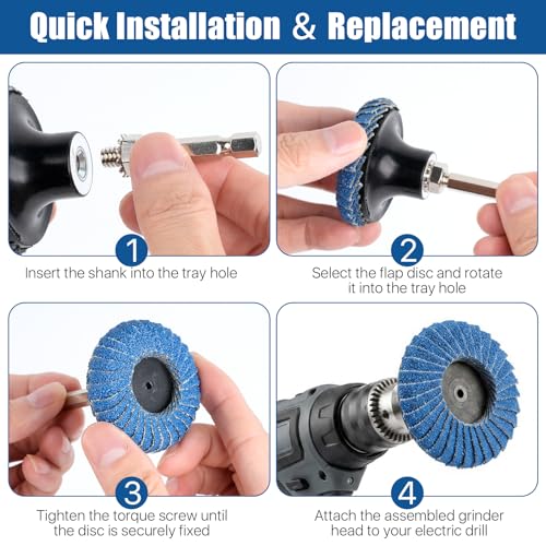 20 PCS Mixed Curved Flap Disc 2 Inch Quick Change Sanding Discs with 1/4" Holder, 40 60 80 120Grit Zirconia Flat Grinding Disc for Metal Wood Surface Finish Weld Rust Removal