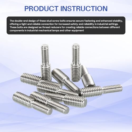 M4x15mm to M6x15mm Double End Threaded Stud Screw Reducing Bolt,304 Stainless Steel Thread Reducer Adapter for Furniture Fastener Welding, Hardware Connectors 10 Pack - size: M4x15mm to M6x15mm