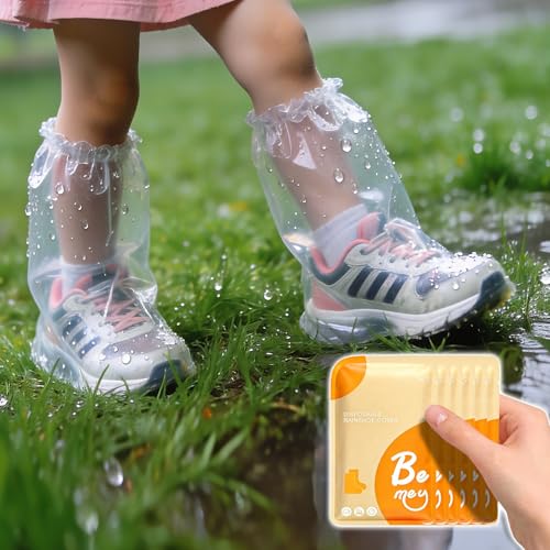 12Pcs Individually Packaged Kids Rain Shoe Covers, Disposable Plastic Shoe Covers for Rain, Portable and Durable, Perfect for Rainy and Snowy Days, Disney Trip (Clear,Kids,12Pcs/6pairs) - size: Kids S 12Pcs
