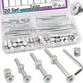 Taiss 20 Set Crib Screws M6x20mm/40mm/60mm/80mm Baby Bed Crib Screws Hardware Replacement Kit,Bunk Bed Bolts Hex Socket Cap Screws Bolt with Barrel Nuts/Wrenches for Beds Furniture Headboards - color: Silver