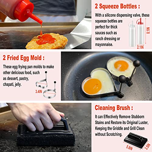 N NOBLE FAMILY 38PCS Griddle Accessories Kit, Professional Grill Tools Set - style: Rectangle Griddle Press