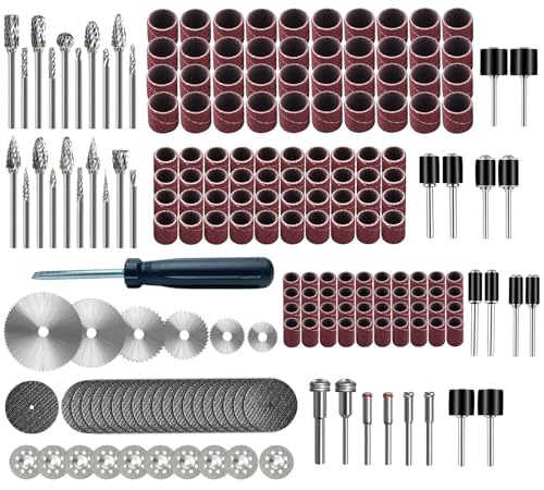Tungsten Carbide Burr, Sanding Drums & Cutting Wheel Set, 195 Pcs - size: 195 Pcs