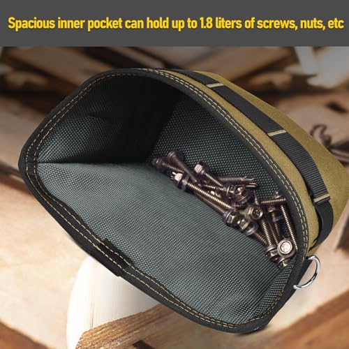 Tool Pouch Nails Screws Bag with Belt Clip (XL, Khaki) - color: Khaki