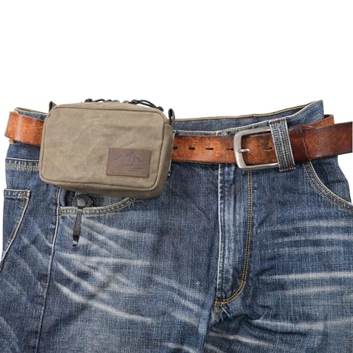 diodrio Belt Pouch for Men Women YKK Zippers EDC Pouch, Belt Bag Waist Pack for Hiking, Water Resistant, Waxed Canvas, Olive - color: Olive Medium
