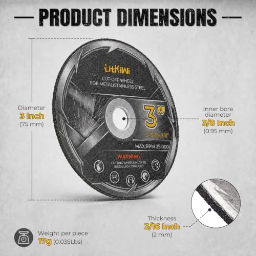 10 Pcs 3 inch Die Grinder Cut Off Wheel with 3/8" Arbor Hole - size: 10 Pcs 3 inch Die Grinder Cut Off Wheel
