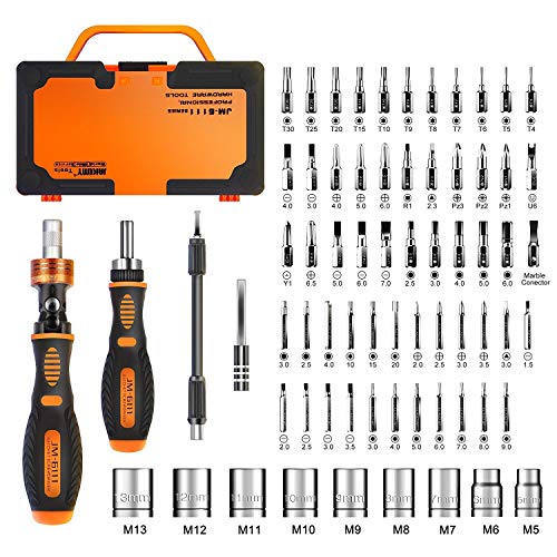 Precision Ratchet Screwdriver Set, JAKEMY 69 in 1 Household Screwdriver Home Repair Tool Kit, Disassemble Magnetic Rotating Ratchet Screwdriver Kit for Furniture/Car/Computer/Electronics Maintenance - color: 6111 - 69 in 1
