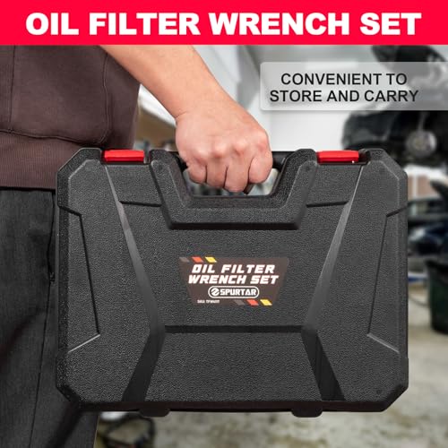 Spurtar 7pcs Swivel Oil Filter Wrench Set, 9" & 12" Oil Filter Removal Tool - size: 7-Piece Set: 2-3/4" - 5-1/4"